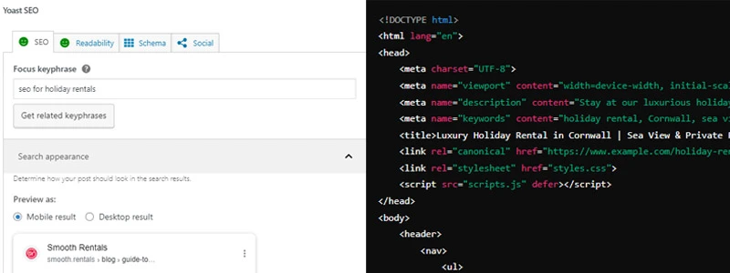 image comparing yoast seo to applying seo in source code