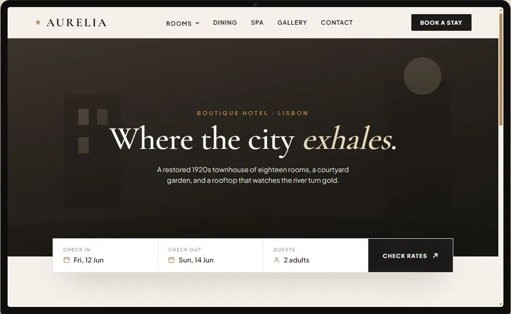 hotel home page